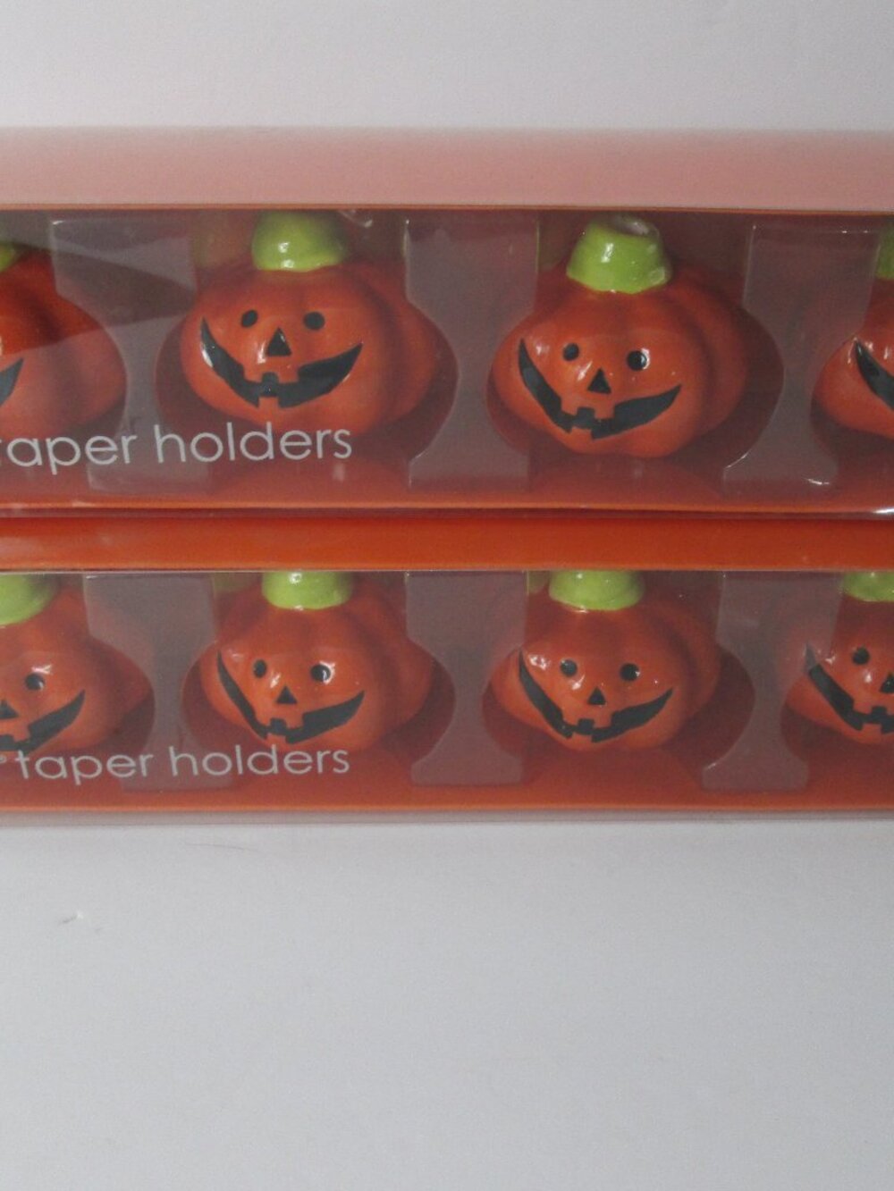Tag Halloween Ceramic Pumpkin Jack O Lantern Taper Candle Holders 2-4 Packs NEW